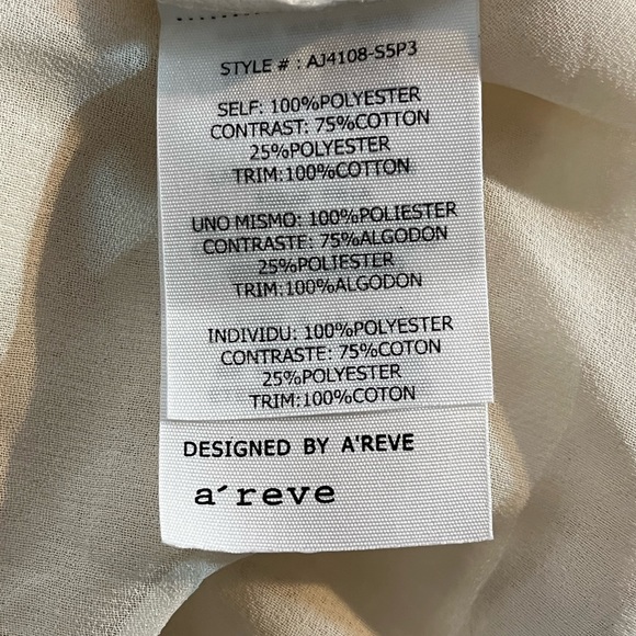 A’REVE Sheer Cream Lacy Top Sz M - Picture 4 of 4